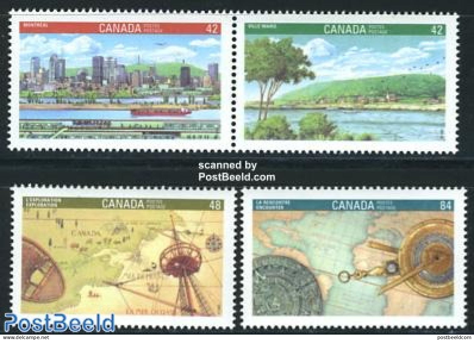 Canada 1992 Canada 1992 4v (2v+[:]), Mint NH, Transport - Various - Railways - Ships And Boats - Maps - Unused Stamps