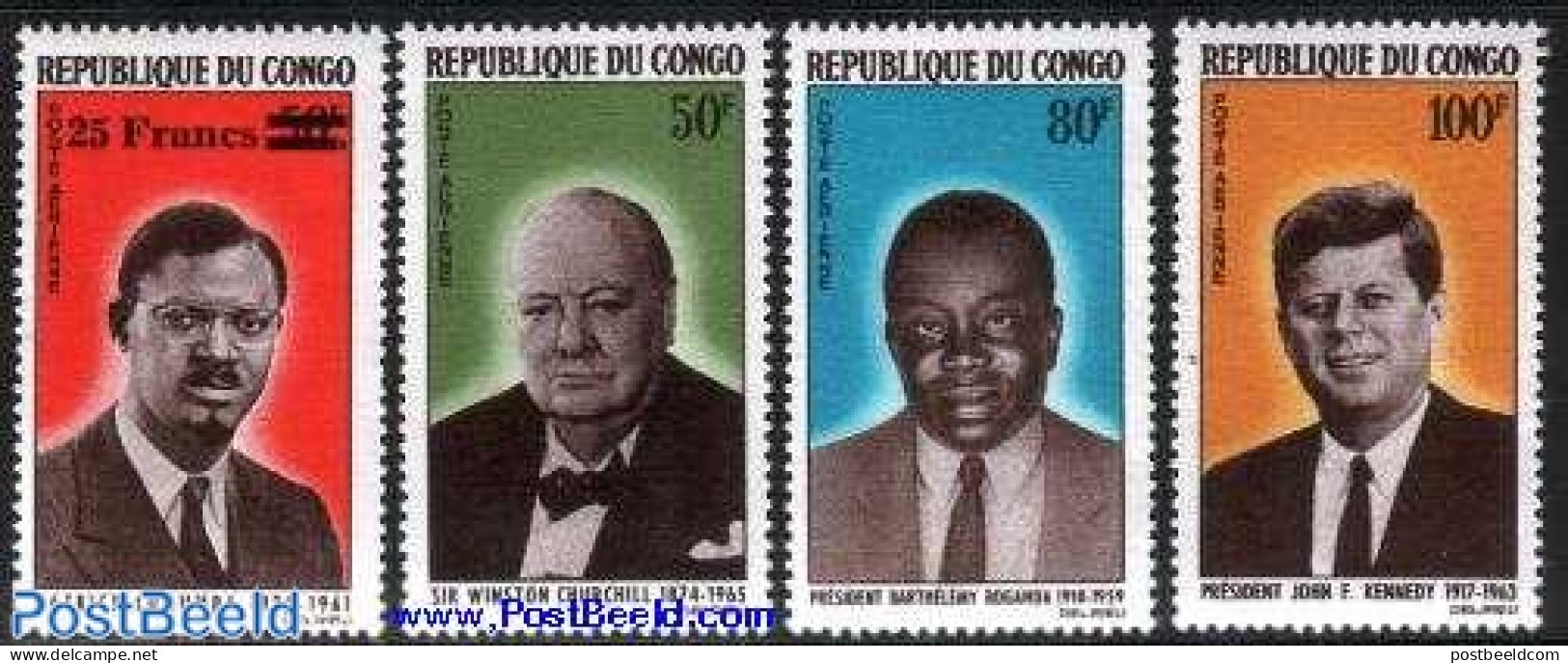 Congo Republic 1965 Politicians 4v, Mint NH, History - American Presidents - Churchill - Politicians - Sir Winston Churchill