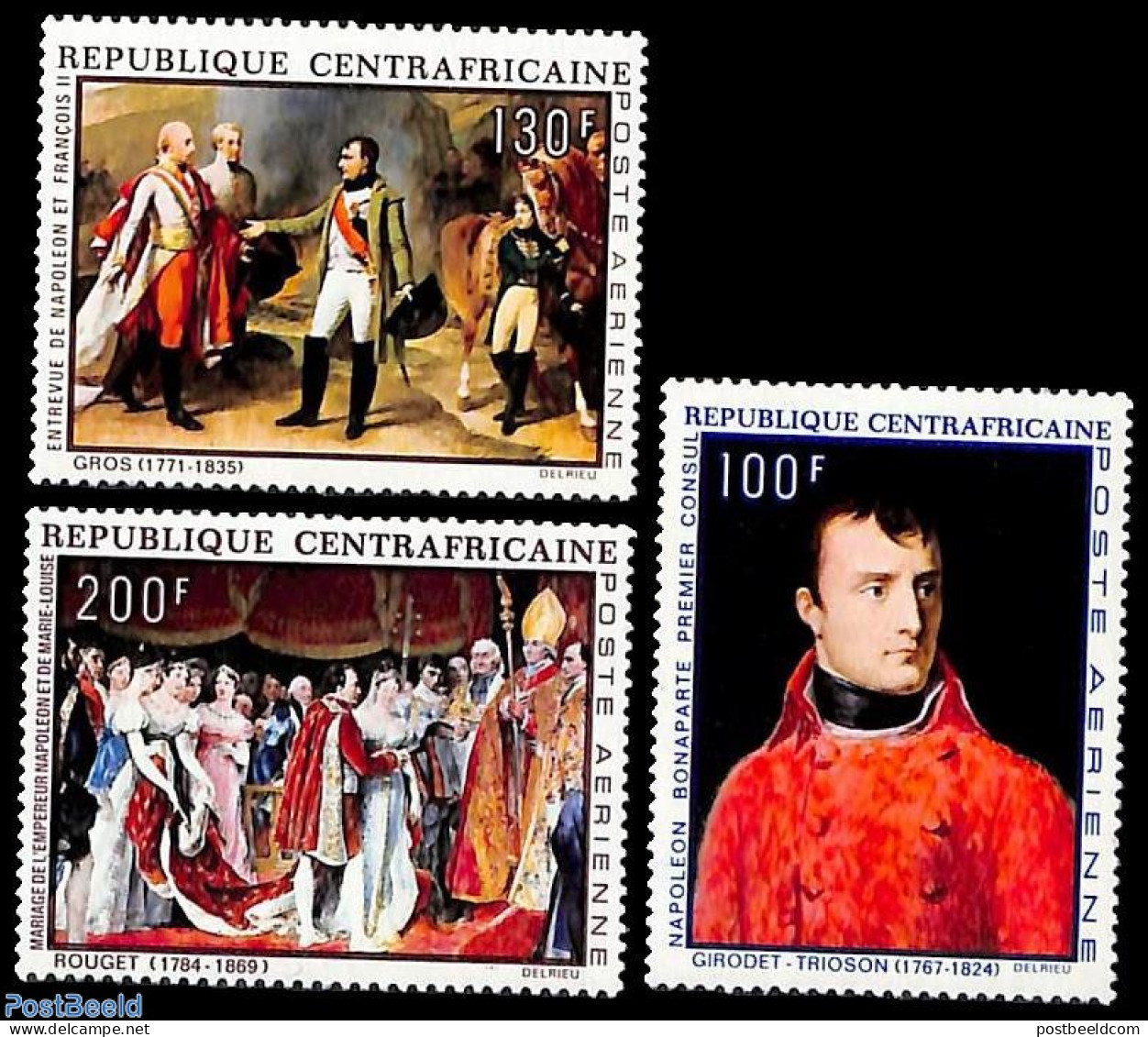 Central Africa 1969 Napoleon I 3v, Mint NH, History - History - Napoleon - Art - Paintings - Napoleon