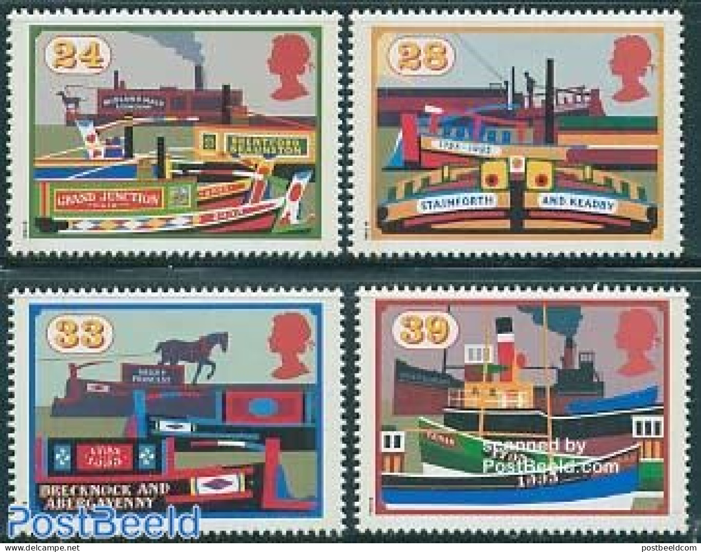 Great Britain 1993 Canals 4v, Mint NH, Nature - Transport - Dogs - Horses - Ships And Boats - Ungebraucht