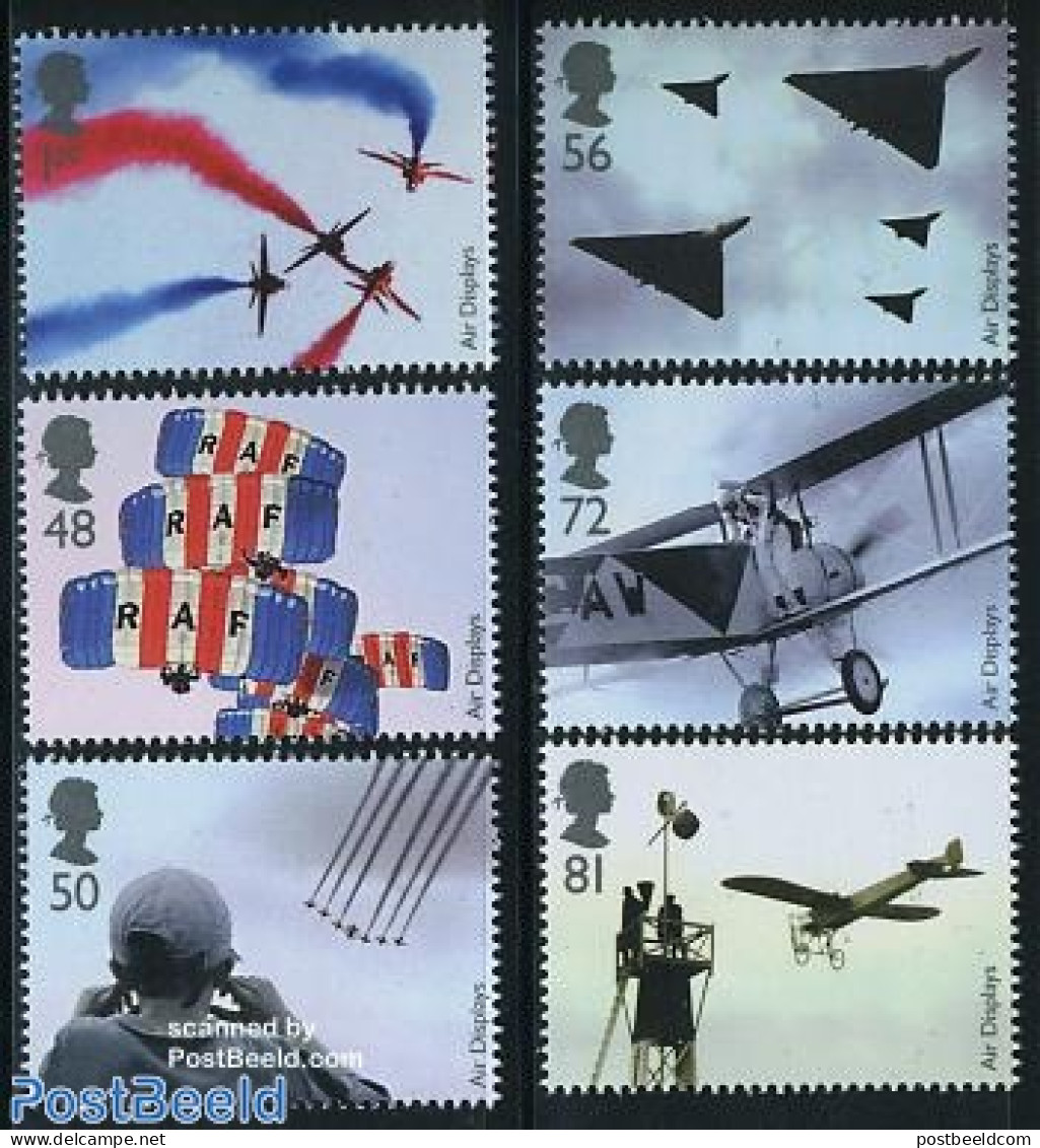 Great Britain 2008 Air Displays 6v, Mint NH, Sport - Transport - Parachuting - Aircraft & Aviation - Unused Stamps