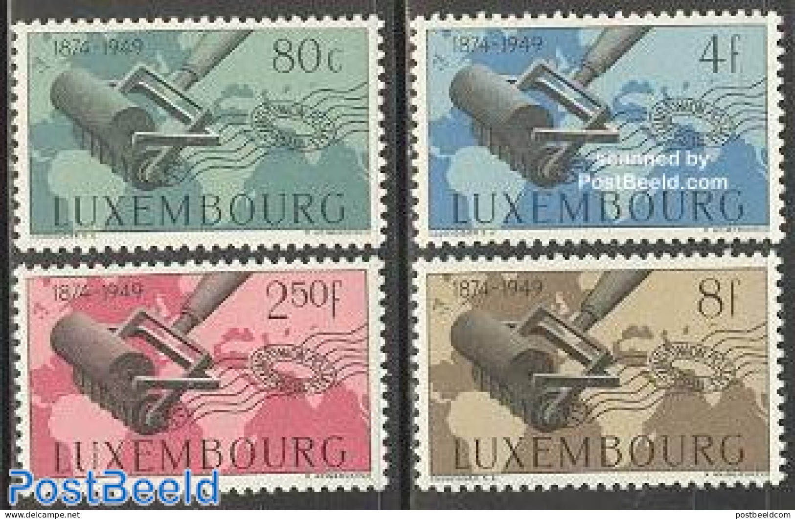 Luxemburg 1949 75 Years U.P.U. 4v, Unused (hinged), Various - U.P.U. - Maps - Neufs