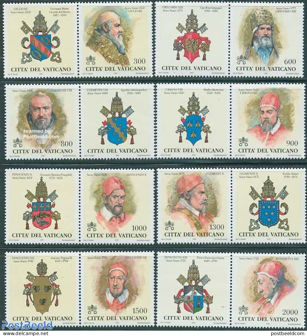 Vatican 1999 Popes 8v+tabs [:T], Mint NH, Religion - Pope - Neufs