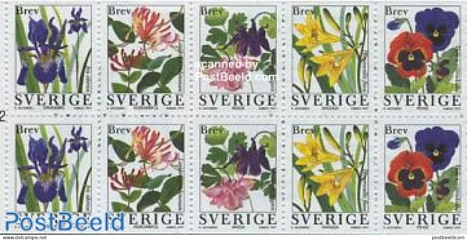 Sweden 1997 Garden Flowers 2x5v In Booklet, Mint NH, Nature - Flowers & Plants - Stamp Booklets - Nuovi