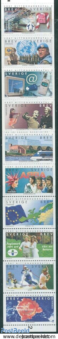 Sweden 2000 20th Century 10v In Booklet, Mint NH, Health - Performance Art - Science - Sport - Transport - Various - H.. - Nuovi