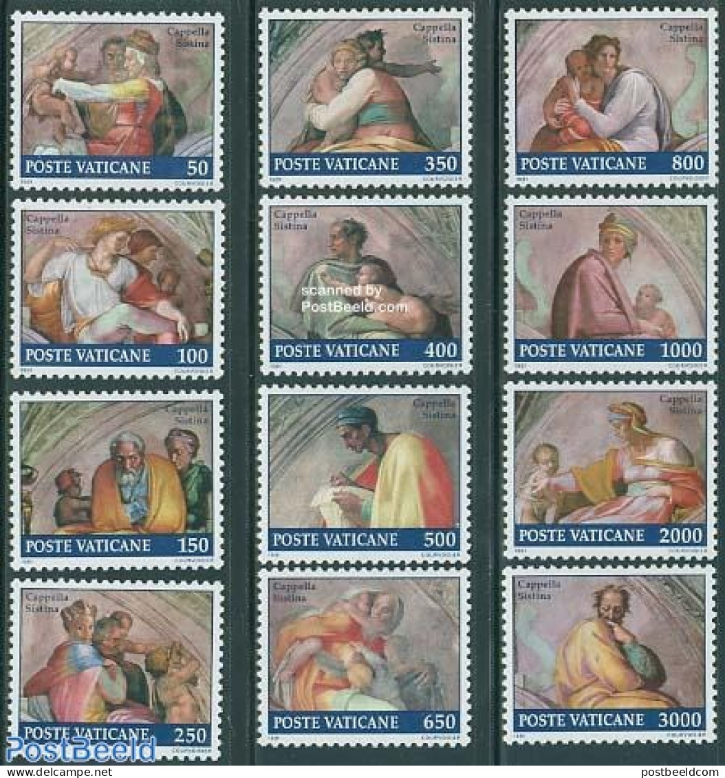 Vatican 1991 Sixtin Chapell 12v, Mint NH, Art - Michelangelo - Paintings - Ungebraucht