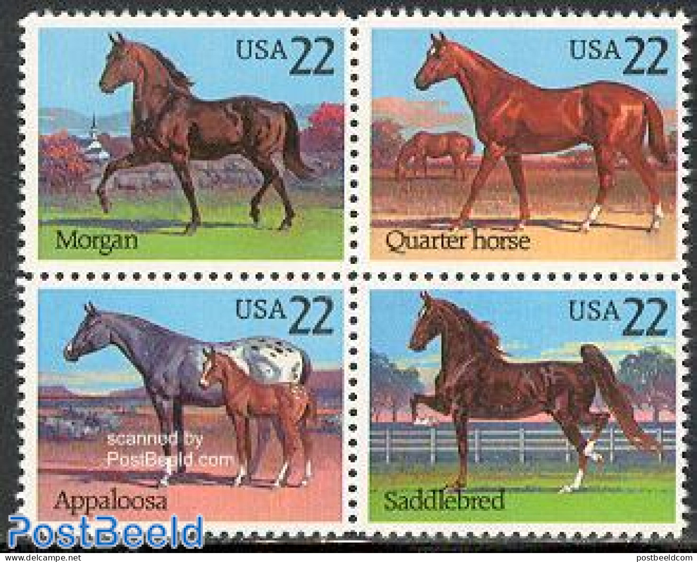 United States Of America 1985 Horses 4v [+], Mint NH, Nature - Horses - Unused Stamps
