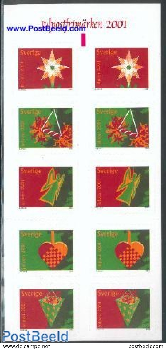Sweden 2001 Christmas 2x5v Foil Booklet, Mint NH, Religion - Christmas - Stamp Booklets - Ungebraucht