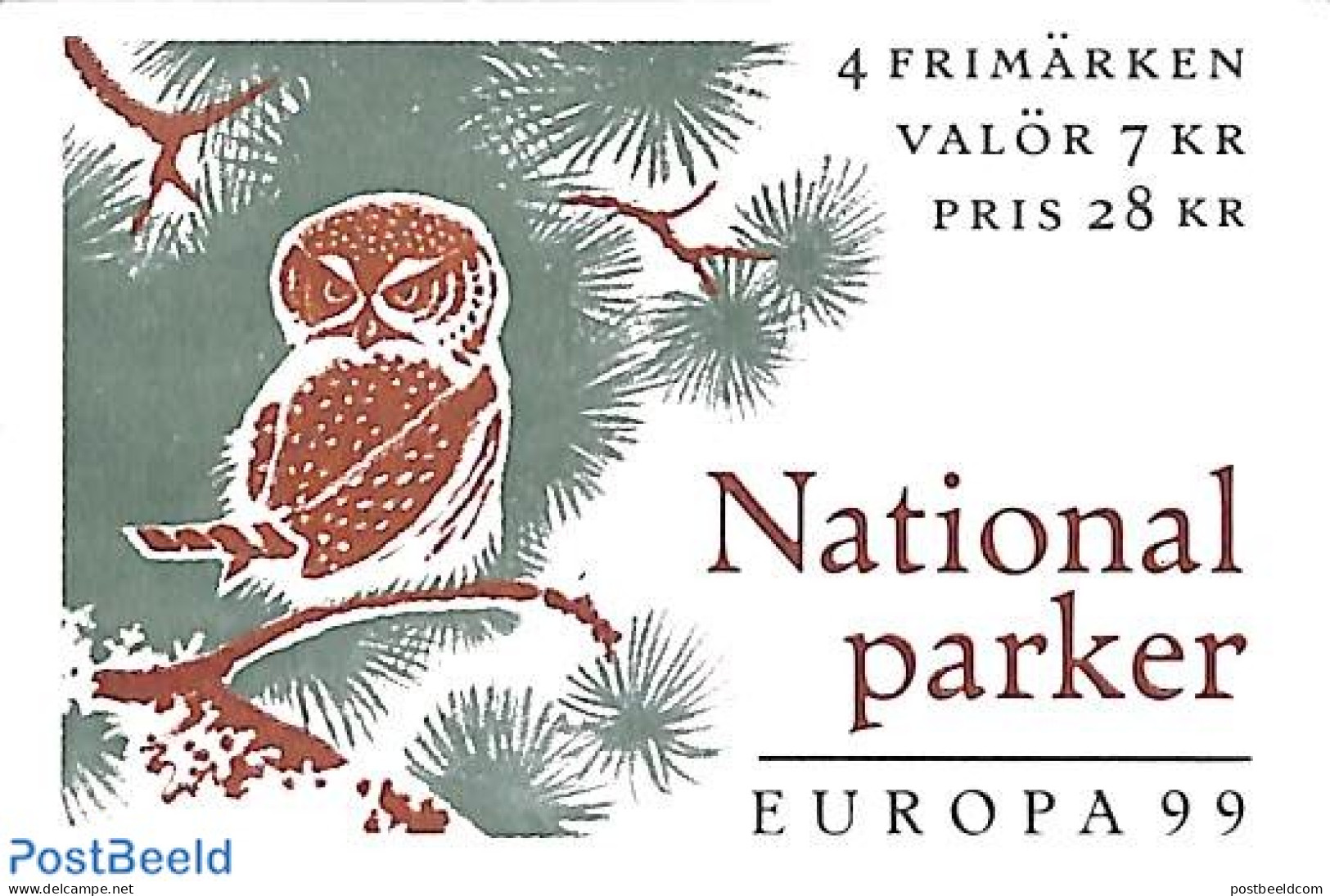 Sweden 1999 Europa 2x2v In Booklet, Mint NH, History - Nature - Europa (cept) - Birds - Owls - National Parks - Stamp .. - Ungebraucht