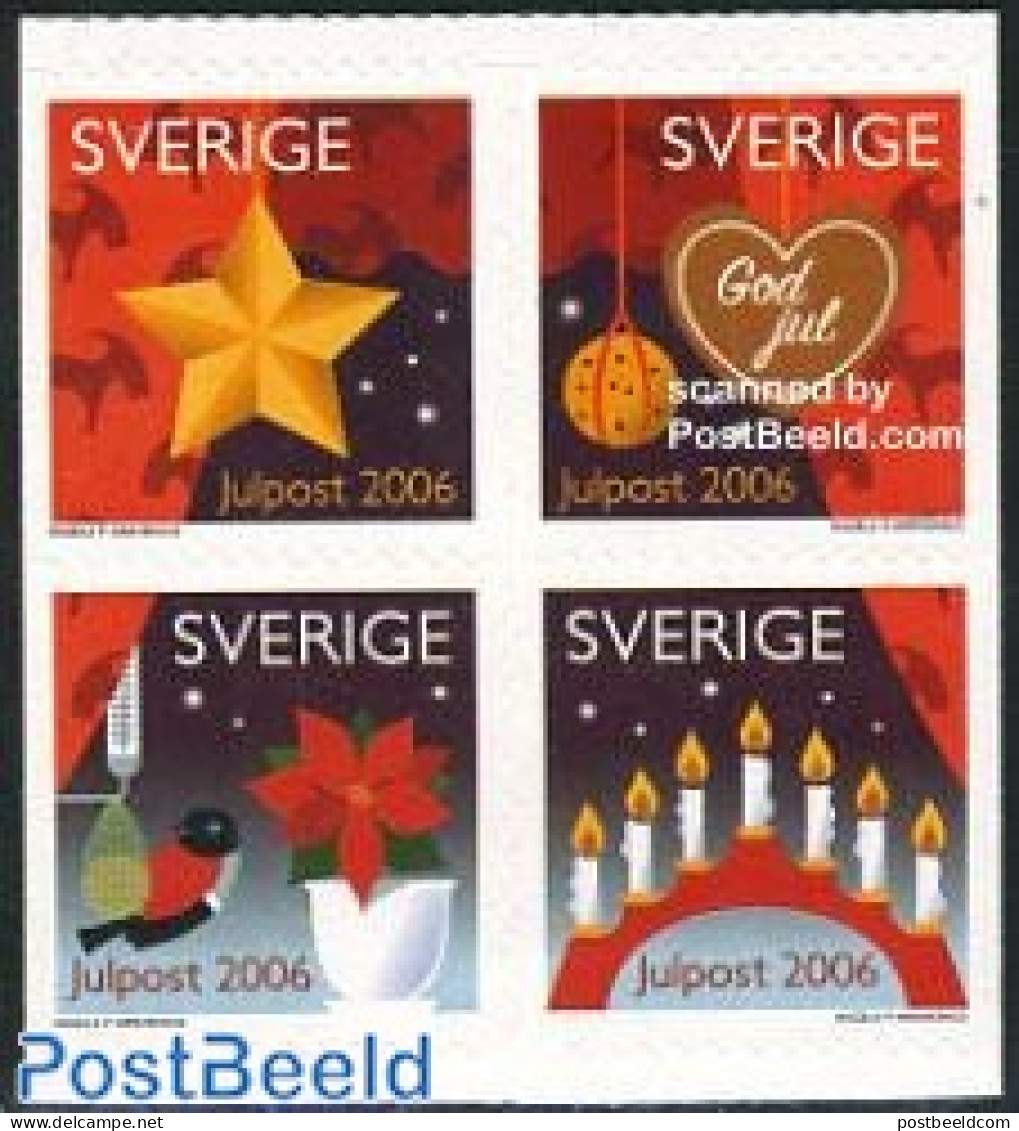 Sweden 2006 Christmas 4v S-a, Mint NH, Nature - Religion - Birds - Christmas - Nuevos
