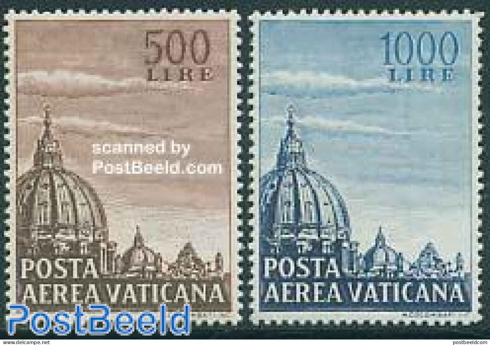 Vatican 1953 Airmail Definitives 2v, Unused (hinged), Religion - Churches, Temples, Mosques, Synagogues - Neufs