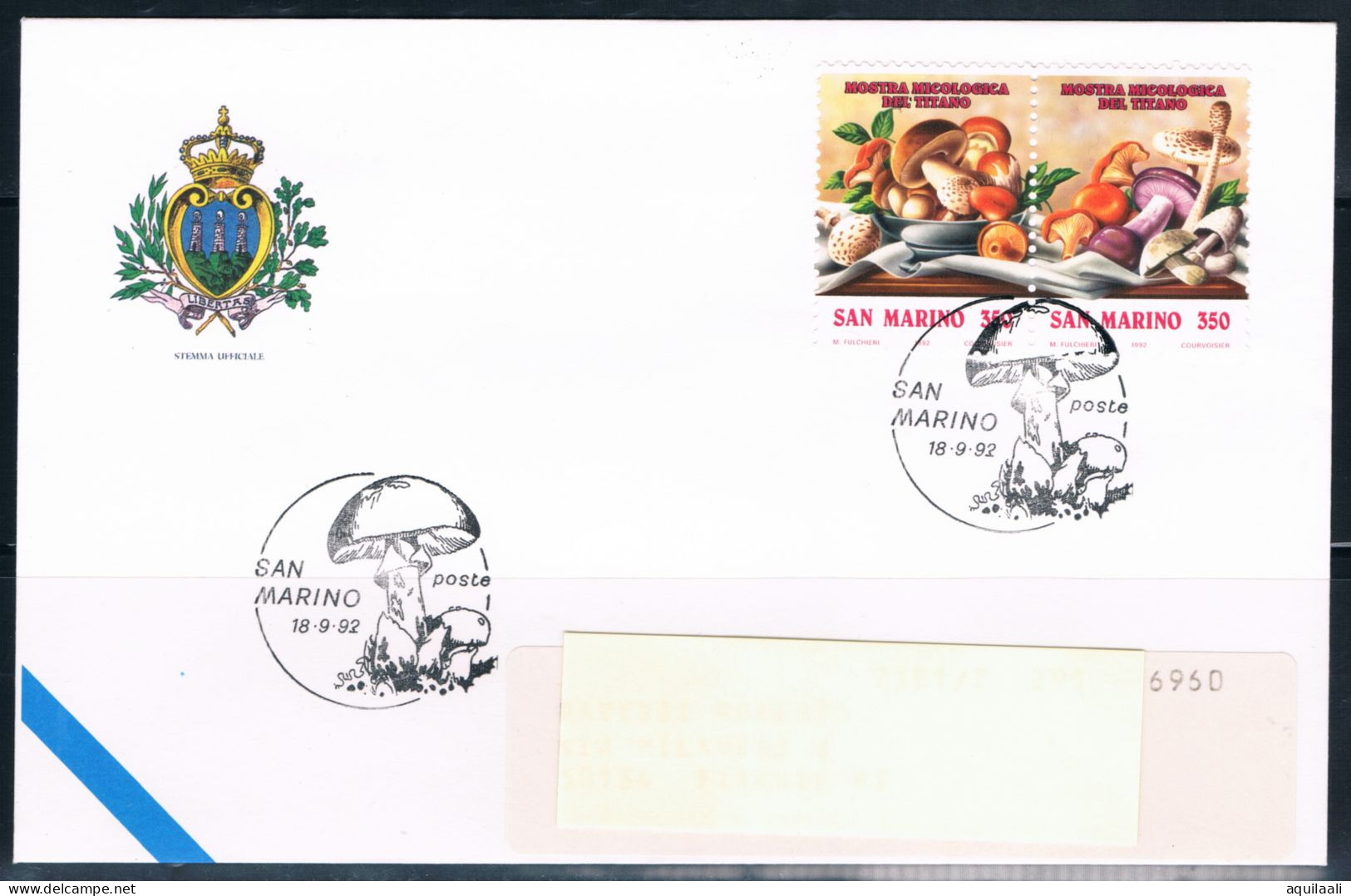 SAN MARINO 1992, Fdc  Mostra Micologica Del Titano, Annullo Speciale - Usati