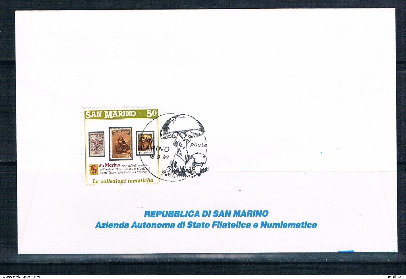 SAN MARINO 1992, Fdc  Mostra Micologica Del Titano, Annullo Speciale - Oblitérés
