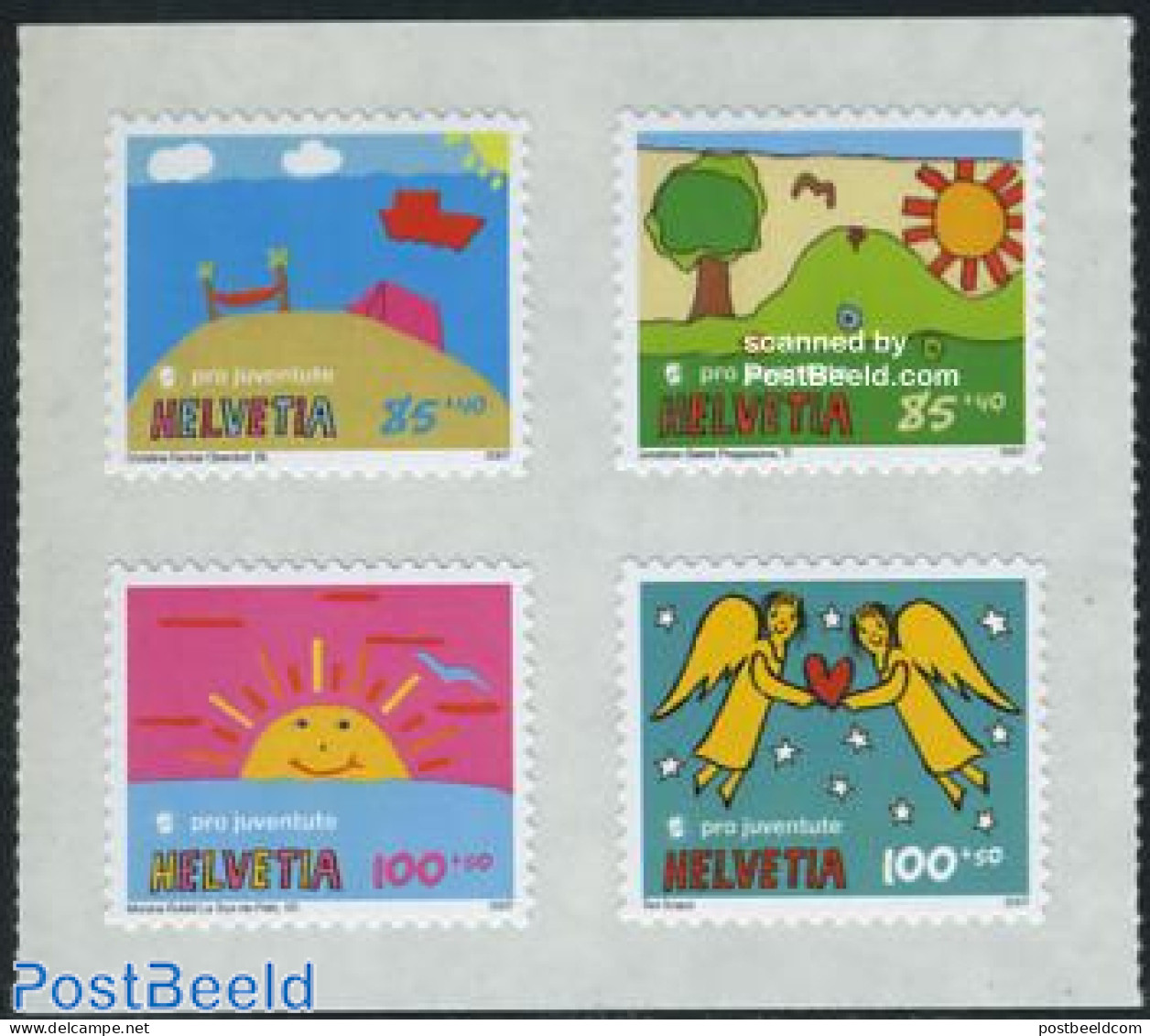 Switzerland 2007 Pro Juventute 4v S-a, Mint NH, Religion - Transport - Angels - Ships And Boats - Art - Children Drawi.. - Unused Stamps