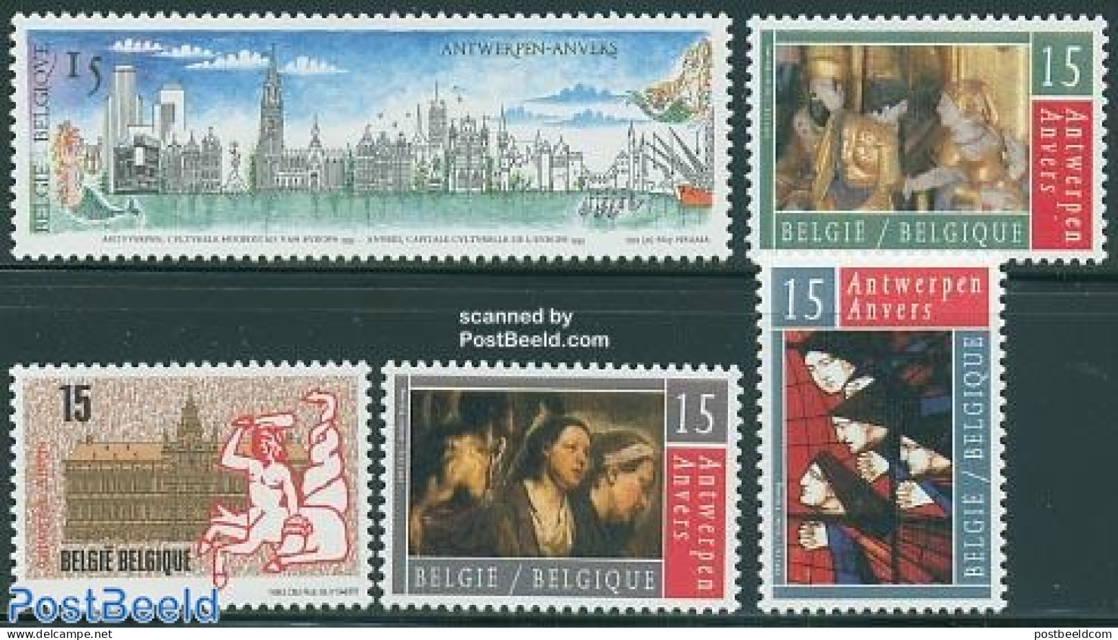 Belgium 1993 Antwerp European Cultural Capital 5v, Mint NH, History - Europa Hang-on Issues - Art - Paintings - Staine.. - Nuevos