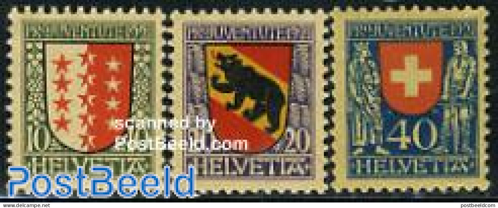 Switzerland 1921 Pro Juventute, Coat Of Arms 3v, Mint NH, History - Nature - Coat Of Arms - Bears - Nuovi