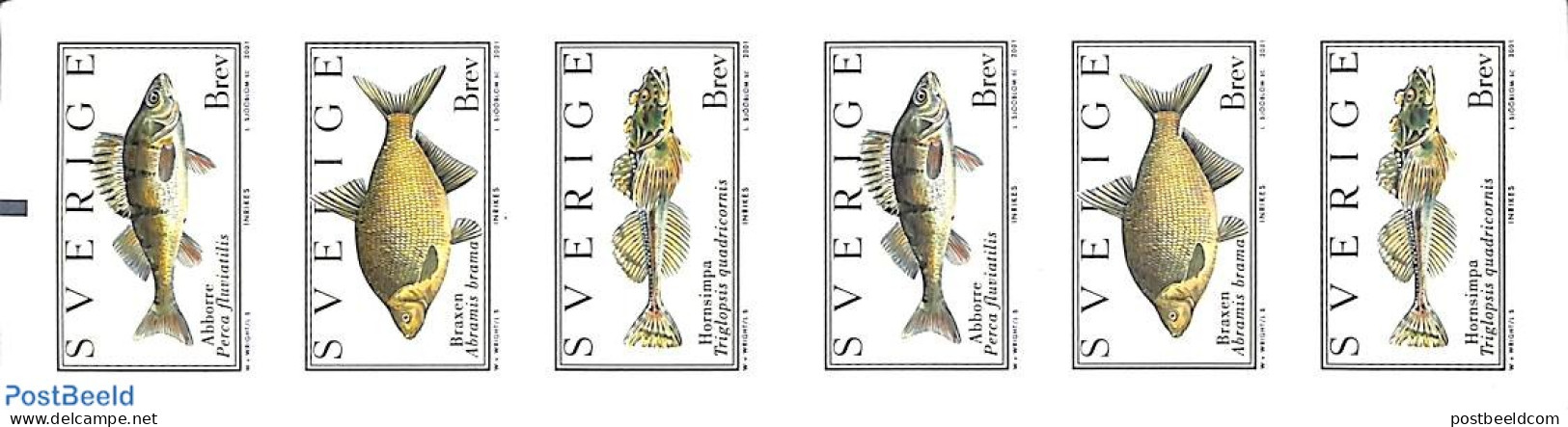 Sweden 2001 BOOK OF A FISH BOOKLET, Mint NH, Nature - Fish - Stamp Booklets - Ongebruikt
