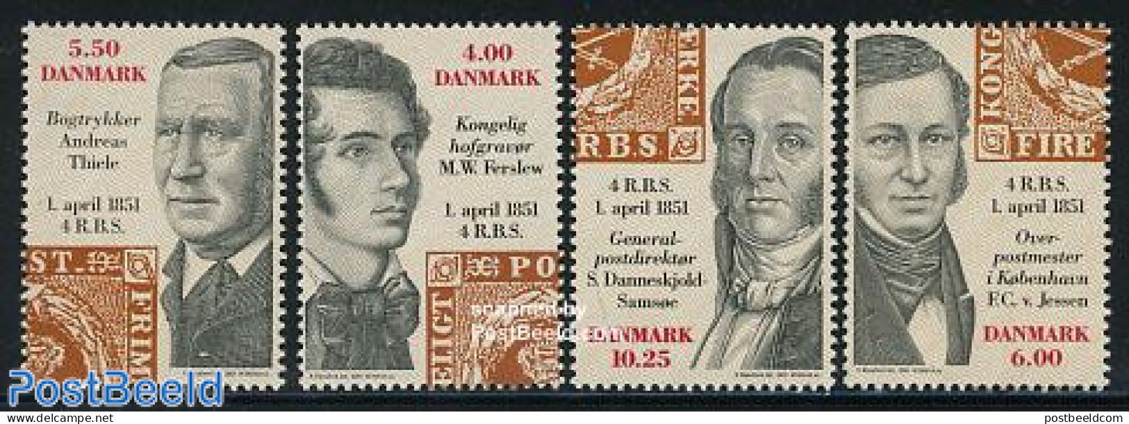 Denmark 2001 150 Years Stamps 4v, Mint NH, Stamps On Stamps - Unused Stamps