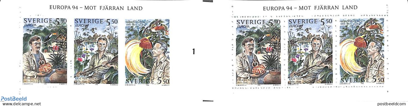 Sweden 1994 Europa Booklet, Mint NH, History - Nature - Europa (cept) - Explorers - Birds - Stamp Booklets - Ongebruikt