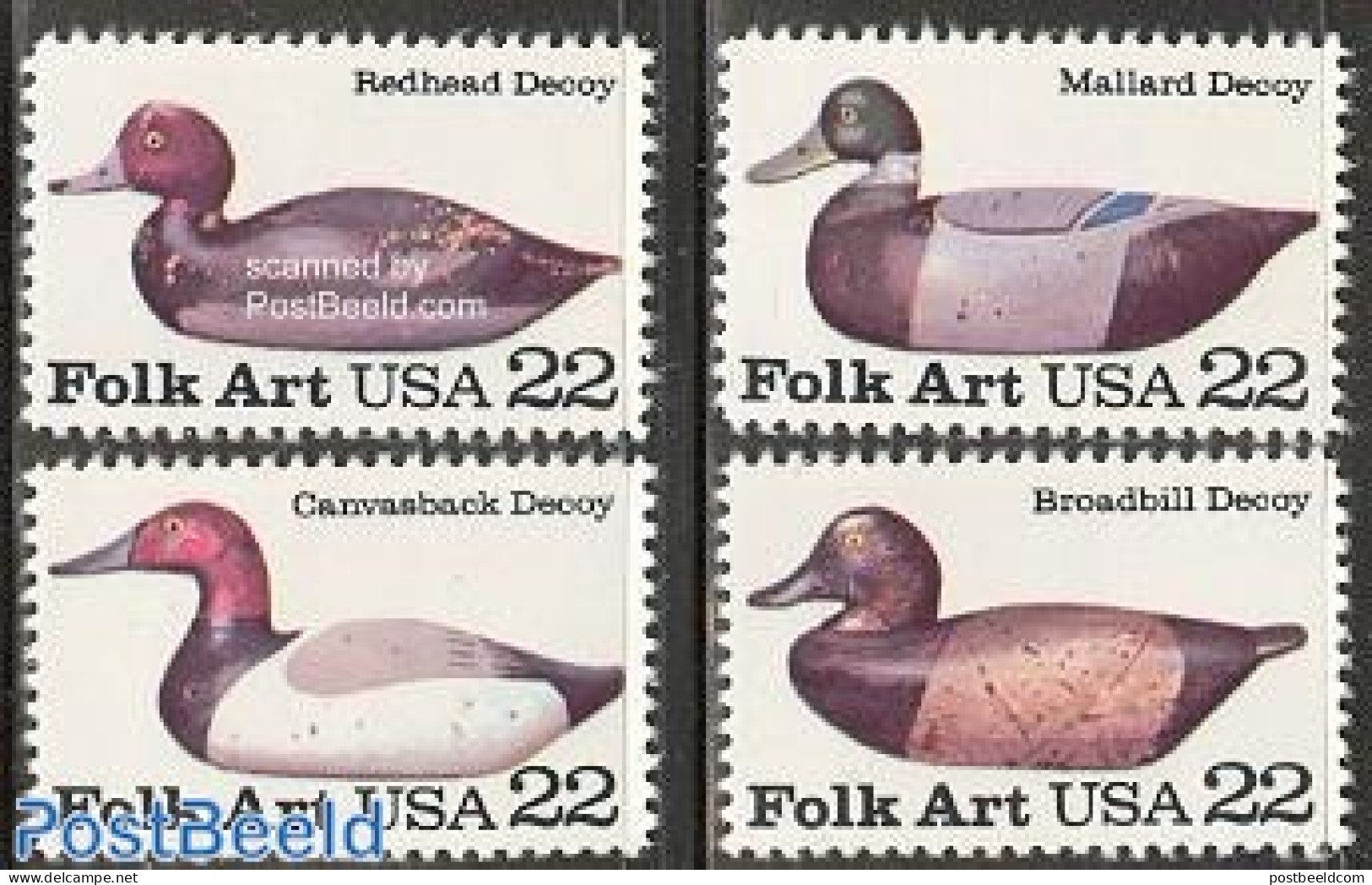 United States Of America 1985 Decoys 4v, Mint NH, Nature - Birds - Ducks - Ungebraucht