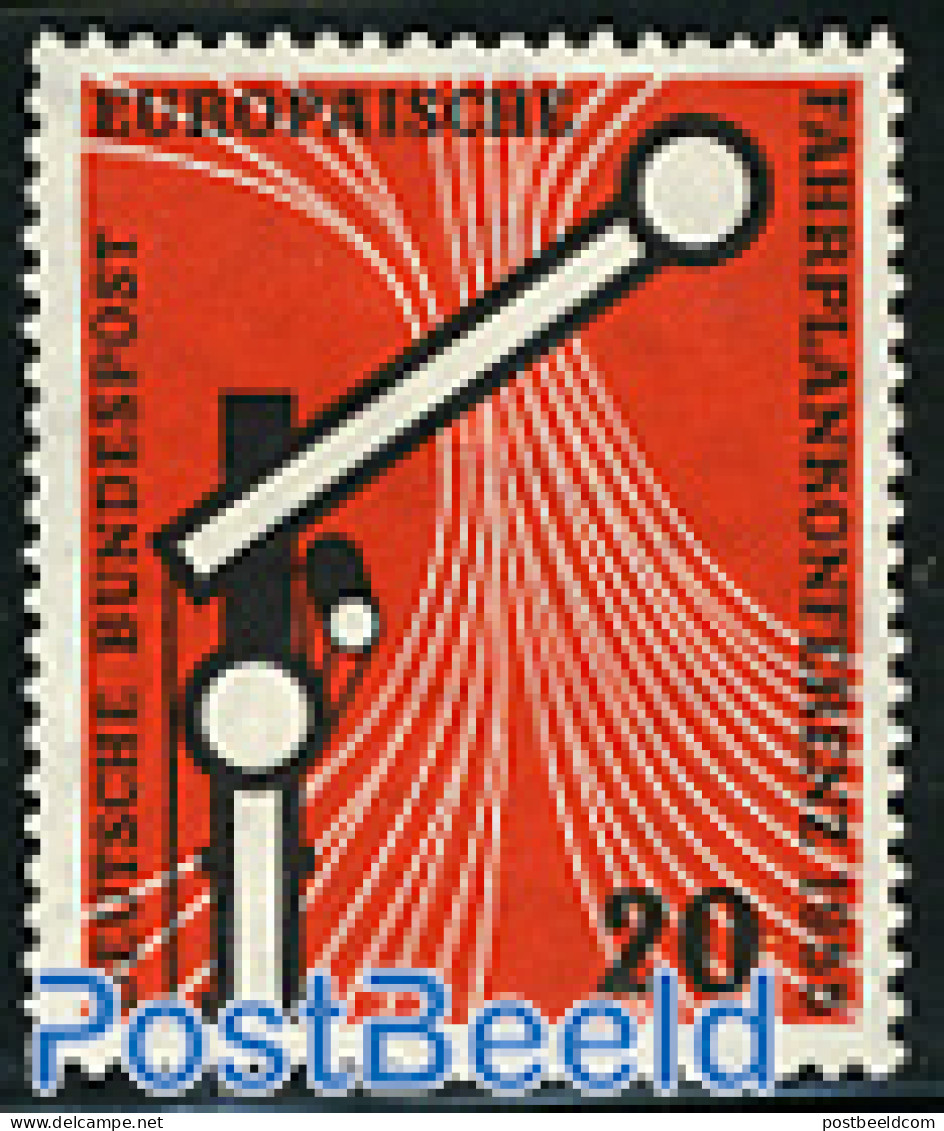 Germany, Federal Republic 1955 European Railway Conference 1v, Unused (hinged), History - Transport - Europa Hang-on I.. - Ungebraucht