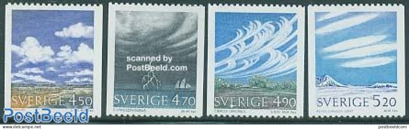 Sweden 1990 Cloud & Weather 4v, Mint NH, Science - Meteorology - Neufs