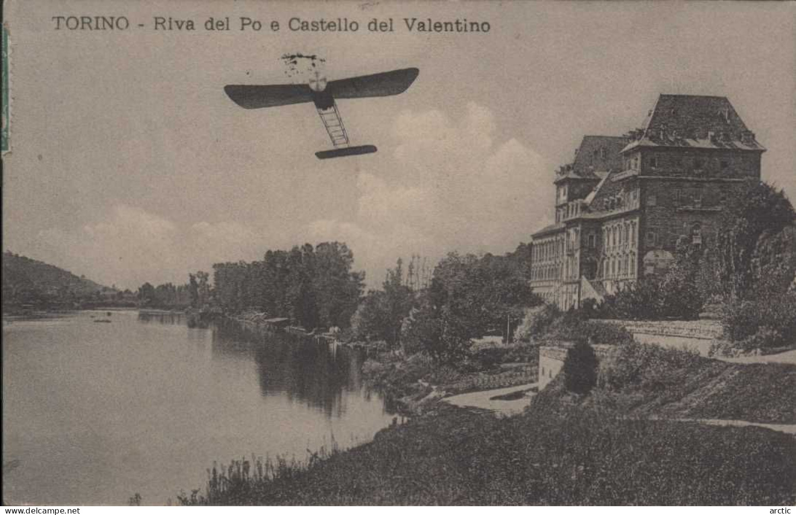 Torino - Riva Del Po E Castello Del Valentino - Avion à Identifier - Castello Del Valentino