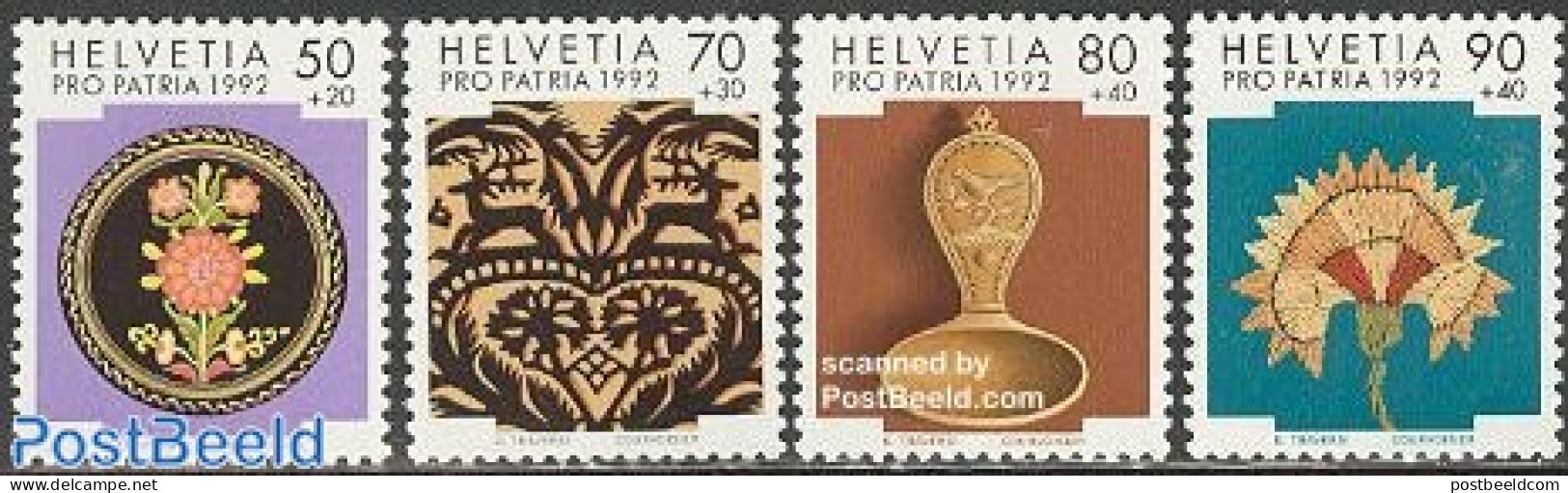 Switzerland 1992 Pro Patria 4v, Mint NH, Art - Art & Antique Objects - Handicrafts - Unused Stamps
