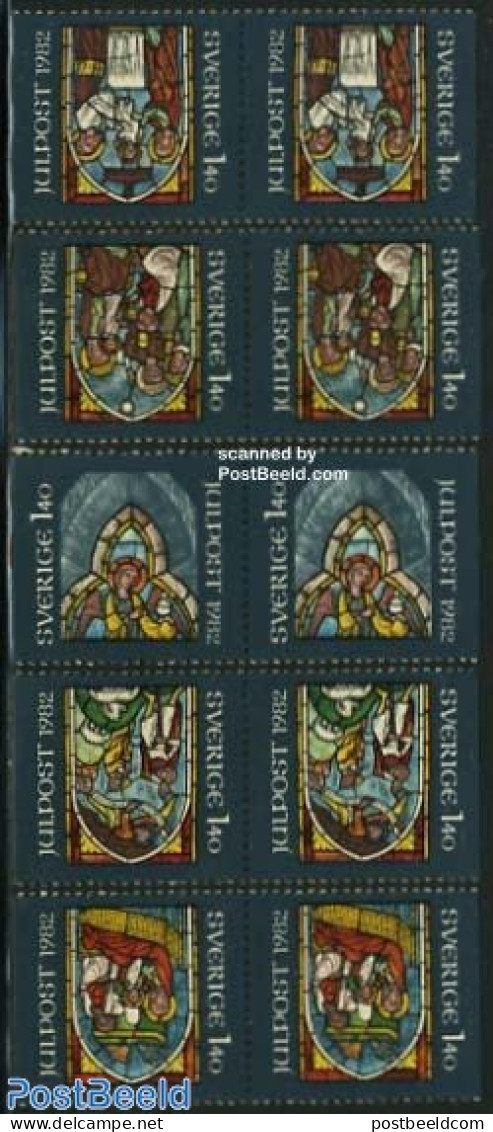 Sweden 1982 Christmas 5 Booklet Pairs, Mint NH, Religion - Christmas - Art - Stained Glass And Windows - Neufs