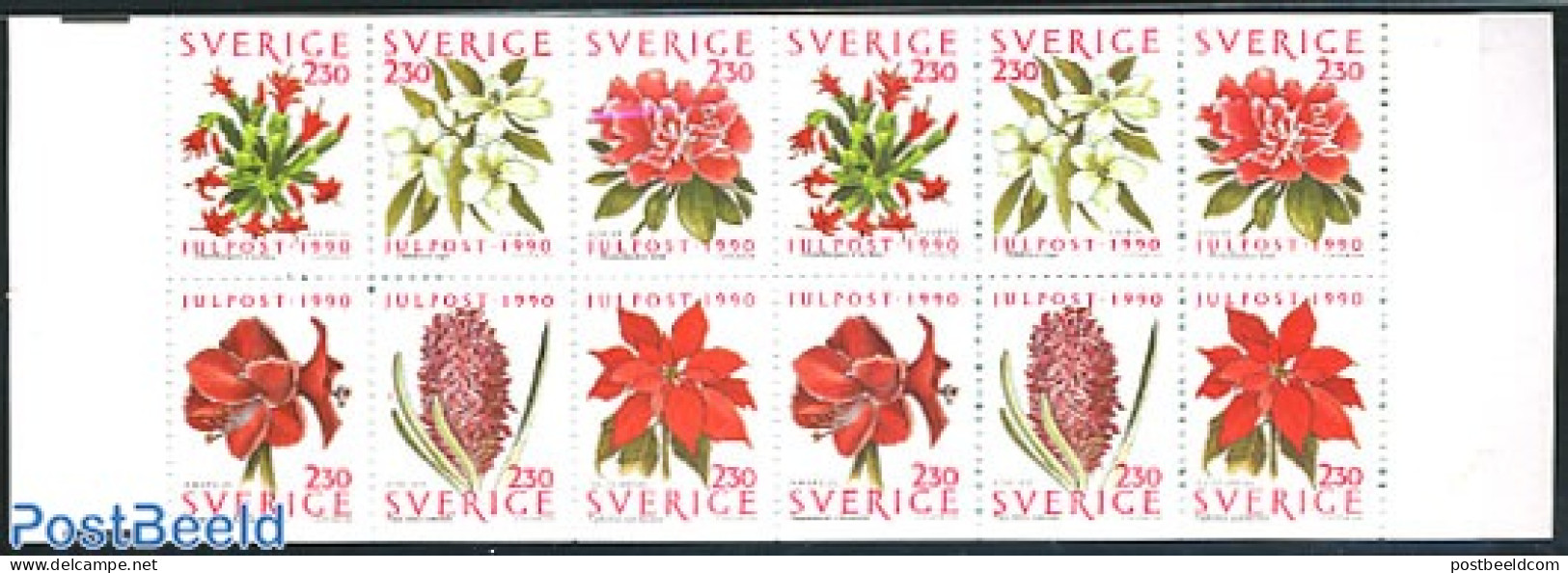 Sweden 1990 Christmas Booklet, Mint NH, Nature - Flowers & Plants - Stamp Booklets - Neufs