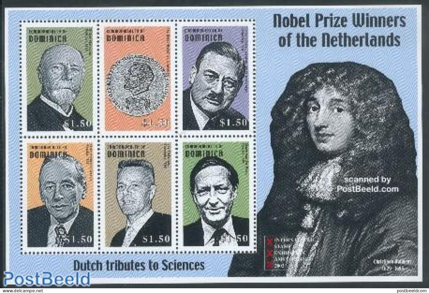 Dominica 2002 Dutch Nobel Prize Winners 6v M/s, Mint NH, History - Science - Netherlands & Dutch - Nobel Prize Winners.. - Aardrijkskunde