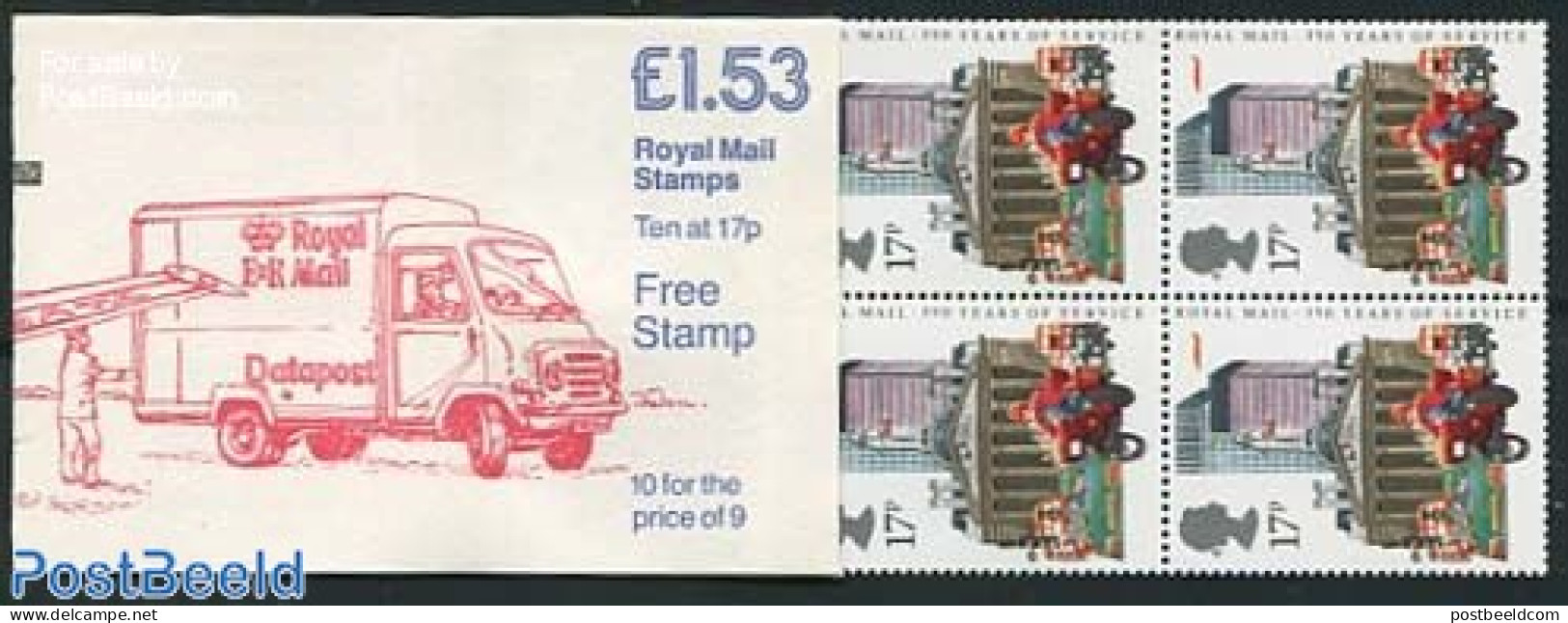 Great Britain 1985 Booklet, Datapost Service, Mint NH, Transport - Post - Stamp Booklets - Automobiles - Motorcycles - Unused Stamps