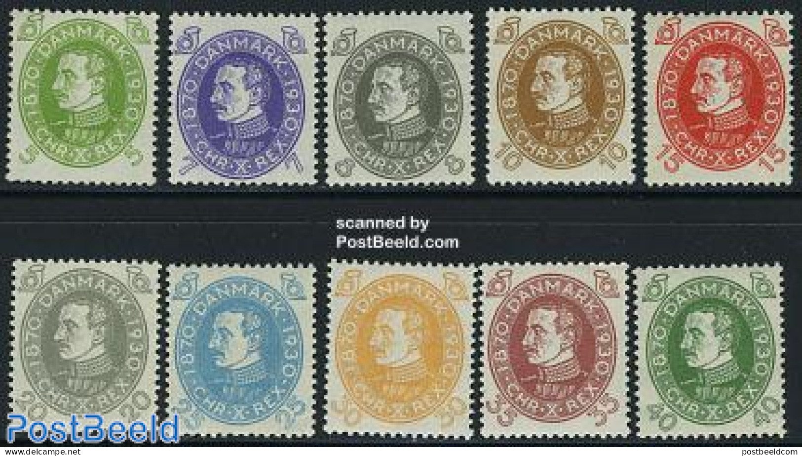 Denmark 1930 King Christian 10v, Unused (hinged), History - Kings & Queens (Royalty) - Unused Stamps