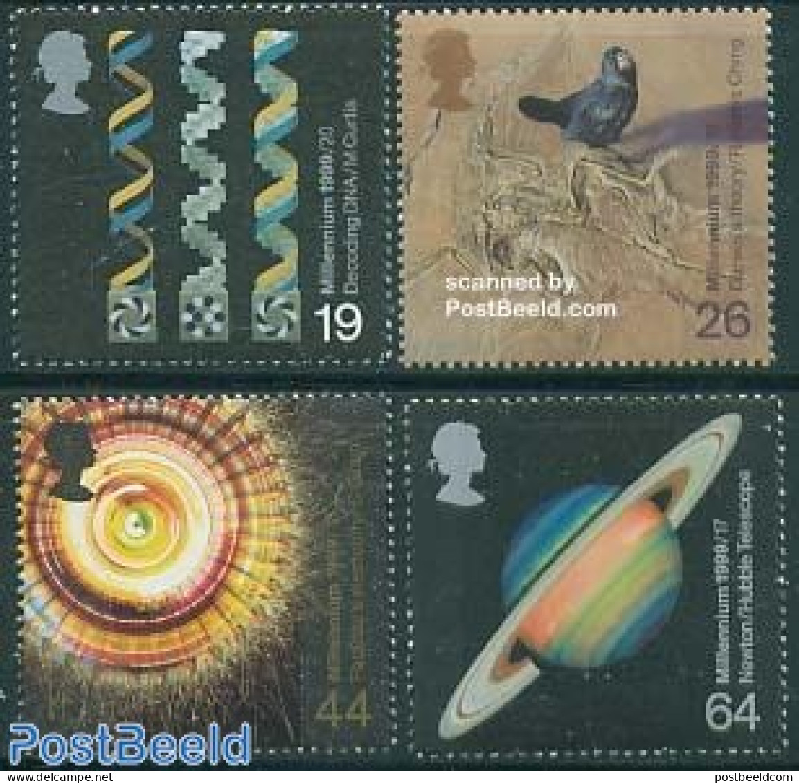 Great Britain 1999 Millennium, Science 4v, Mint NH, Health - Nature - Science - Health - Prehistoric Animals - Astrono.. - Other & Unclassified