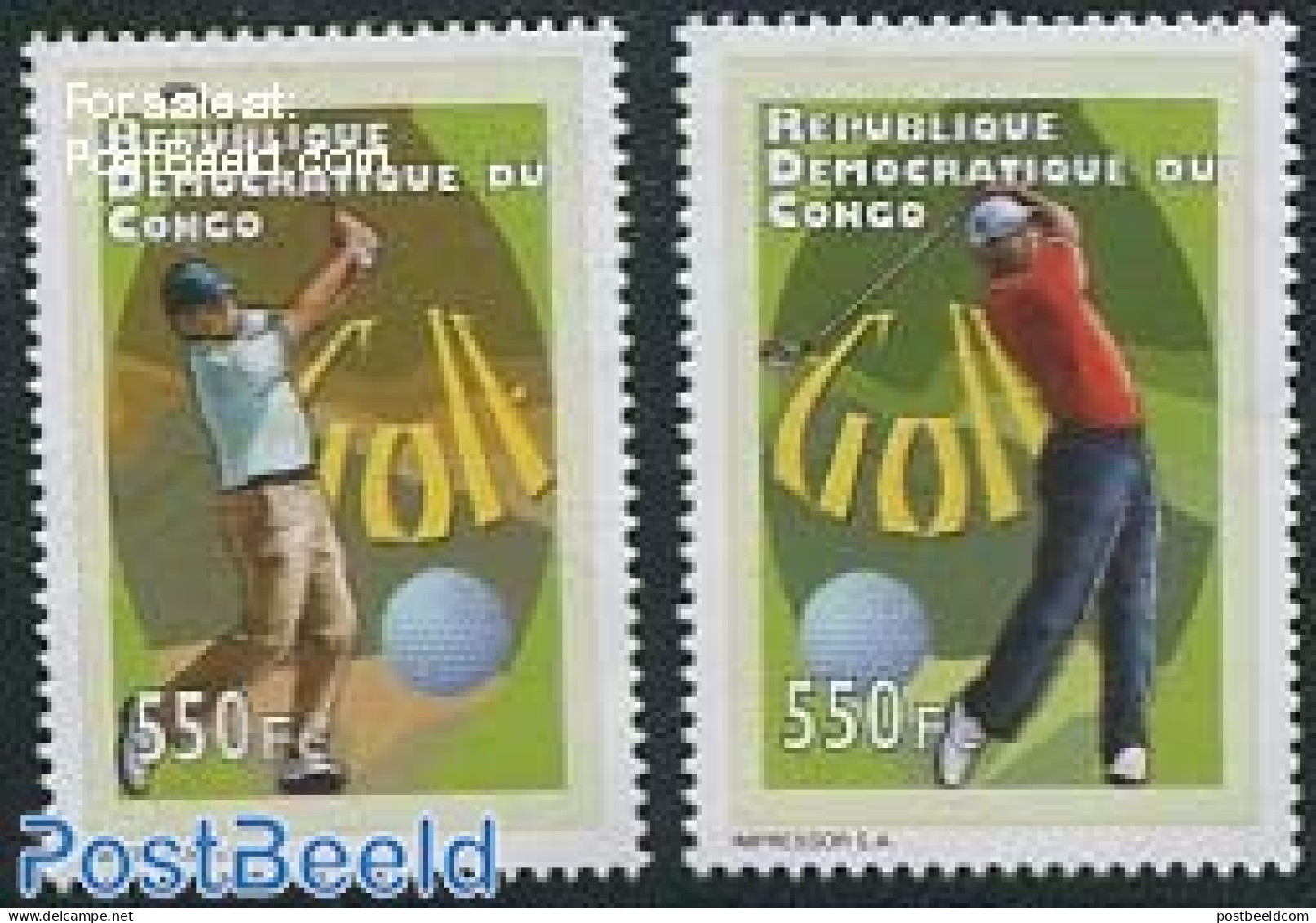 Congo Dem. Republic, (zaire) 2012 Golf 2v, Mint NH, Sport - Golf - Sport (other And Mixed) - Golf