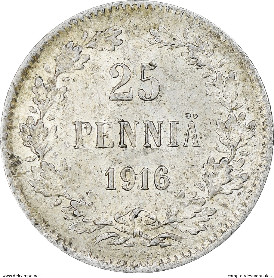 Finlande, Nicholas II, 25 Penniä, 1916, Helsinki, Argent, SUP, KM:6.2 - Finland