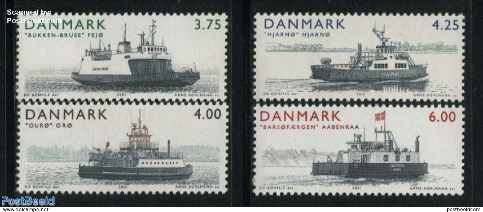 Denmark 2001 Ferryboats 4v, Mint NH, Transport - Ships And Boats - Neufs