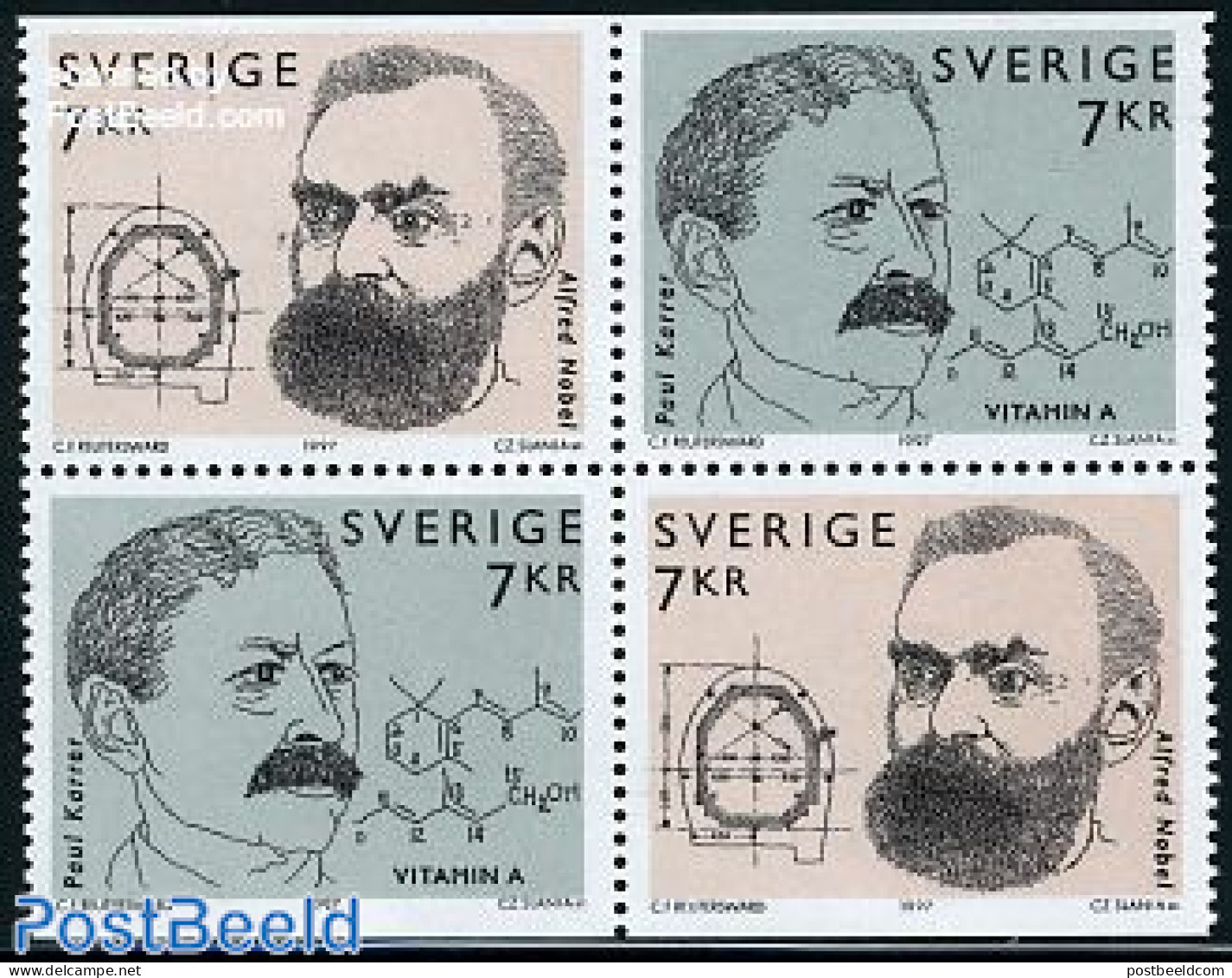 Sweden 1997 Nobel Prize 2x2v [+], Mint NH, History - Science - Various - Nobel Prize Winners - Chemistry & Chemists - .. - Nuevos