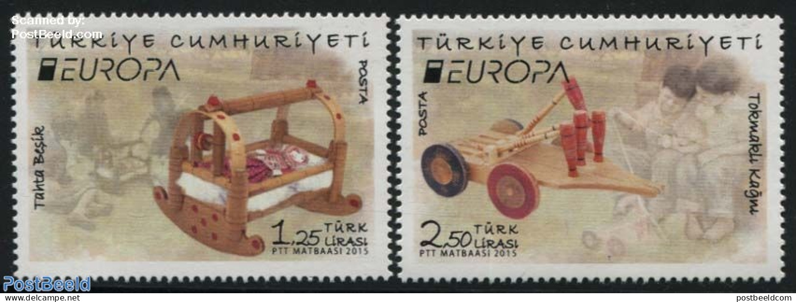 Türkiye 2015 Europa, Old Toys 2v, Mint NH, History - Various - Europa (cept) - Toys & Children's Games - Otros & Sin Clasificación