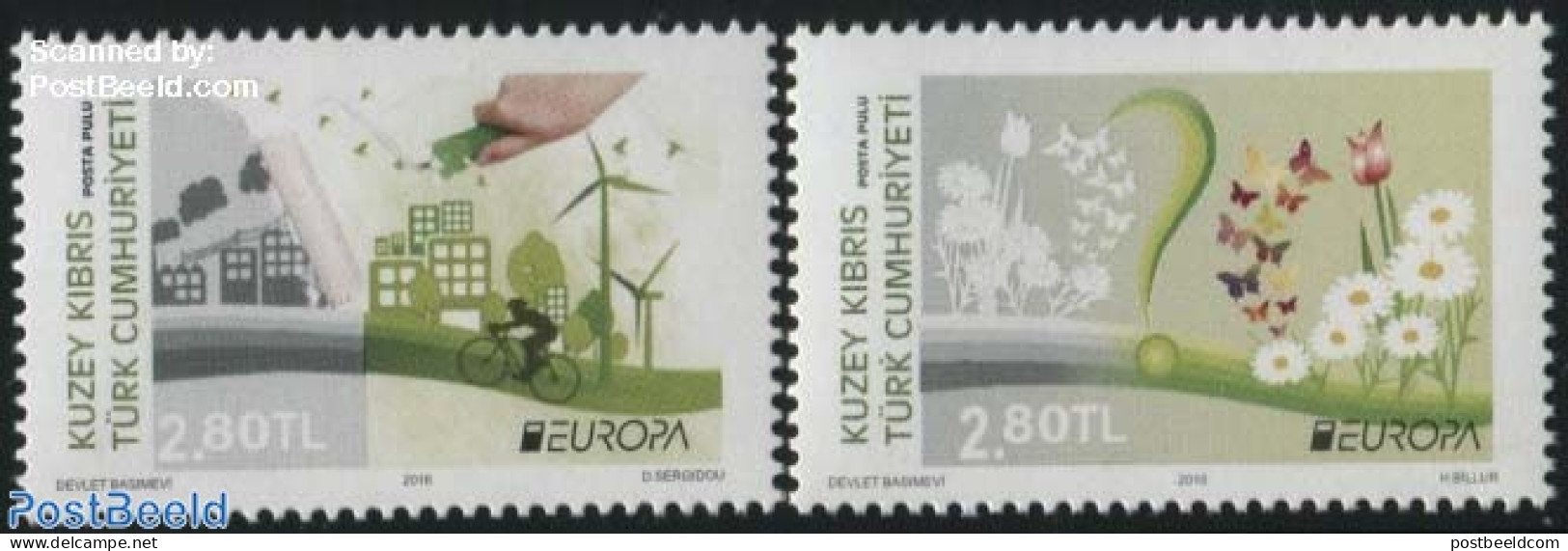Turkish Cyprus 2016 Europa, Think Green 2v, Mint NH, History - Nature - Science - Sport - Various - Europa (cept) - Bi.. - Protezione Dell'Ambiente & Clima