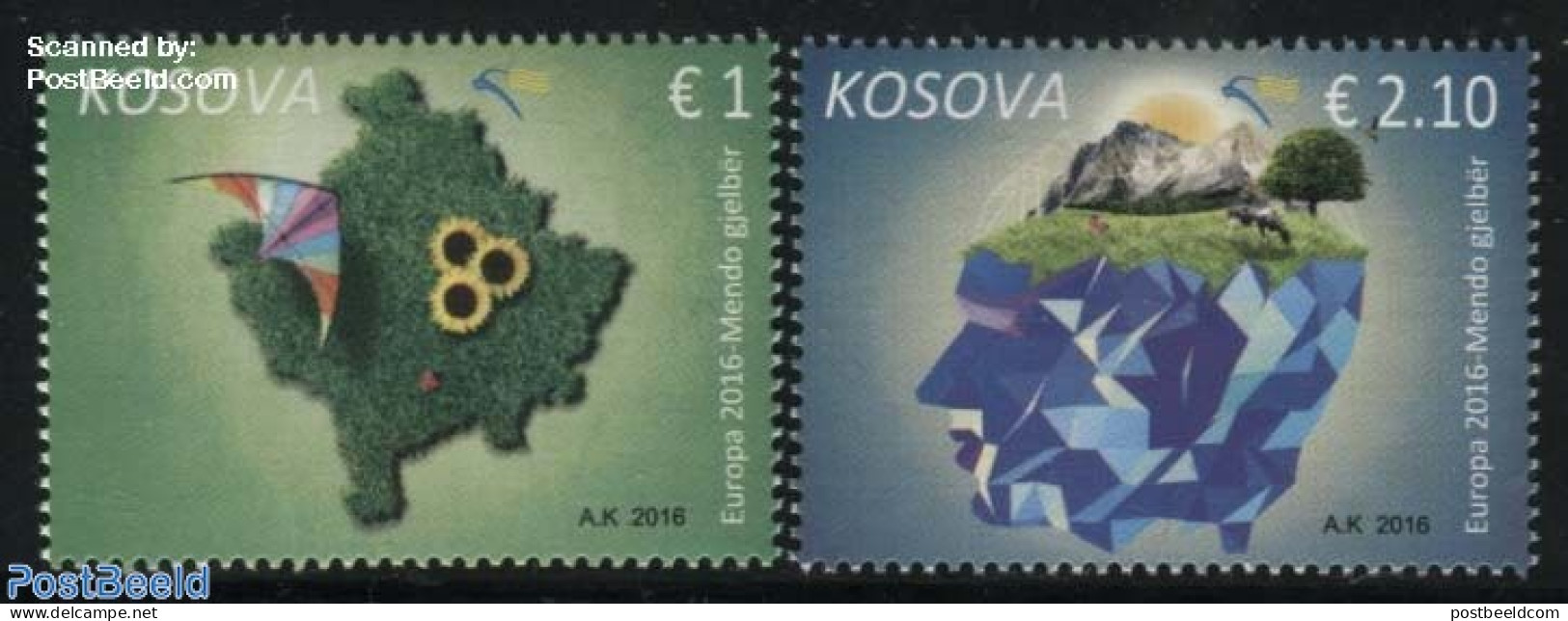 Kosovo 2016 Europa, Think Green 2v, Mint NH, History - Nature - Various - Europa (cept) - Environment - Flowers & Plan.. - Protezione Dell'Ambiente & Clima