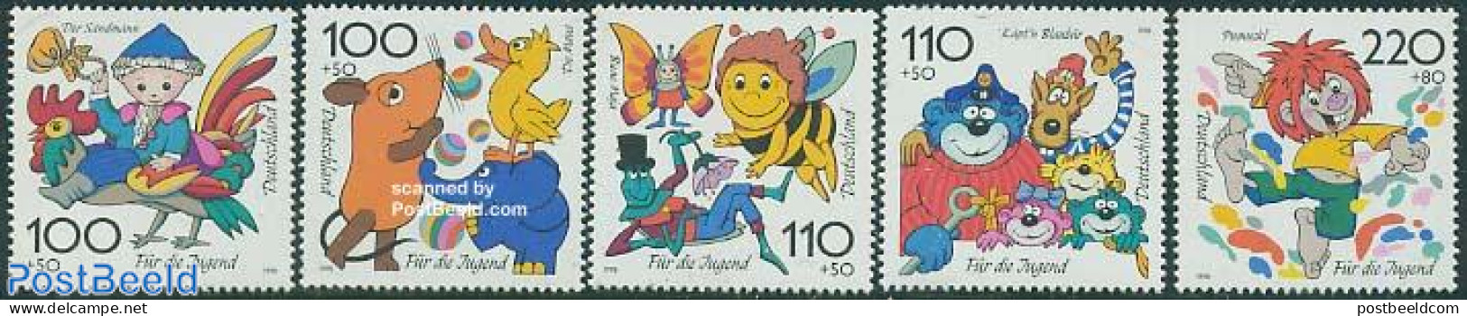 Germany, Federal Republic 1998 Youth 5v, Unused (hinged), Nature - Bees - Butterflies - Elephants - Poultry - Art - Ch.. - Ungebraucht
