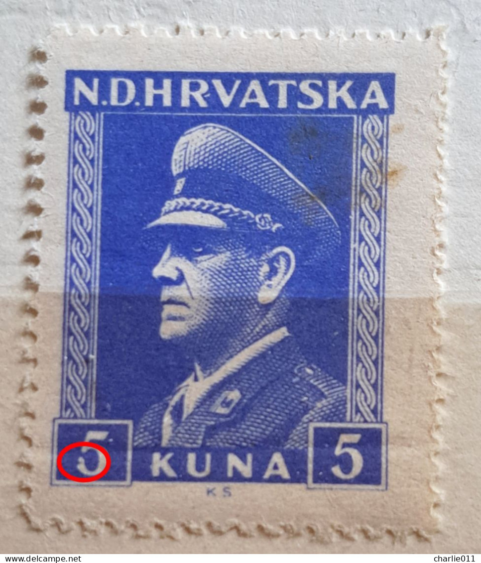 ANTE PAVELIĆ-5 K-ERROR 5-RARE-NDH- CROATIA-1943 - Croazia