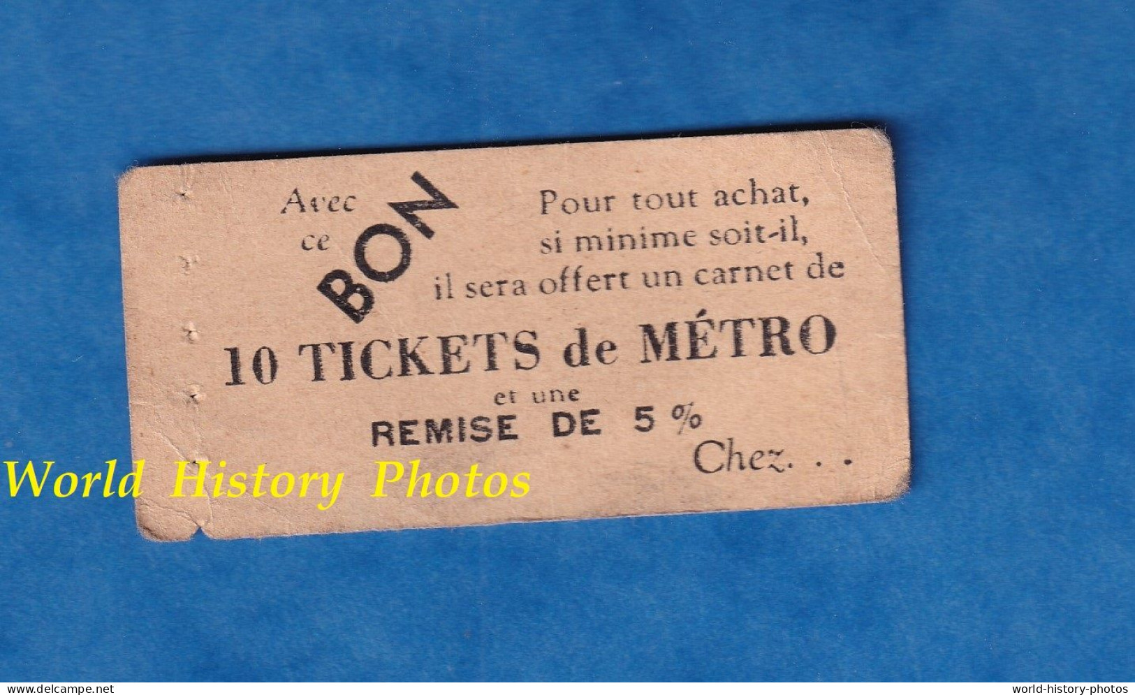 Bon Ancien Pour Un Carnet De 10 Tickets De Métro - Publicité GIRARD & BOITTE 112 Rue Réaumur Paris - Métropolitain - Sonstige & Ohne Zuordnung