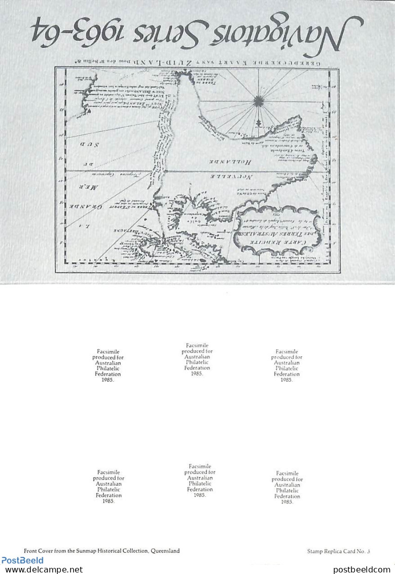 Australia 1985 Navigators Facsimile Card, Postal History, History - Transport - Explorers - Ships And Boats - Covers & Documents