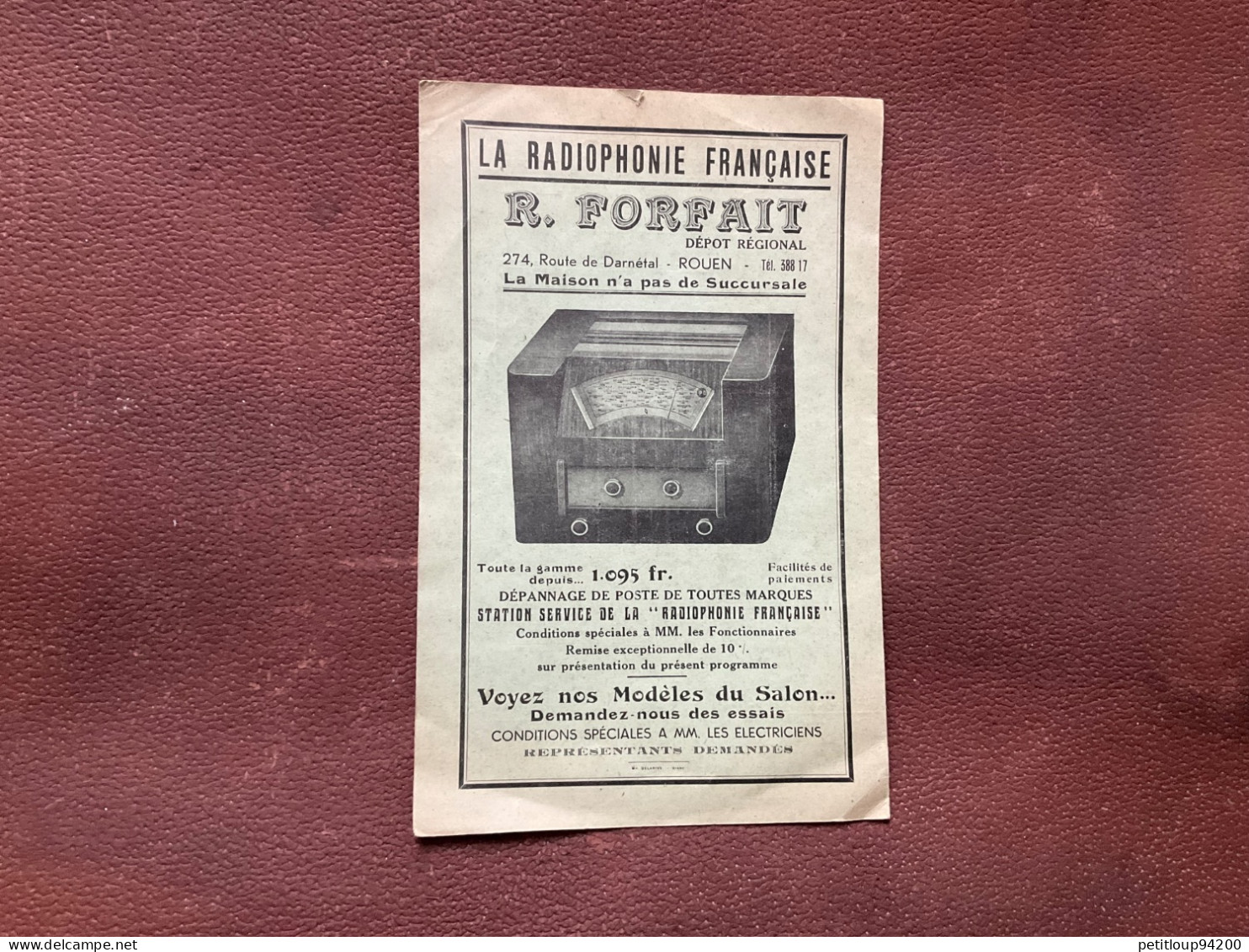 Programme Gd CONCERT-BAL Cheminots De SOTTEVILLE Grand Bal De Nuit HÔTEL DU NORD Rouen OCTOBRE 1938 - Programmi