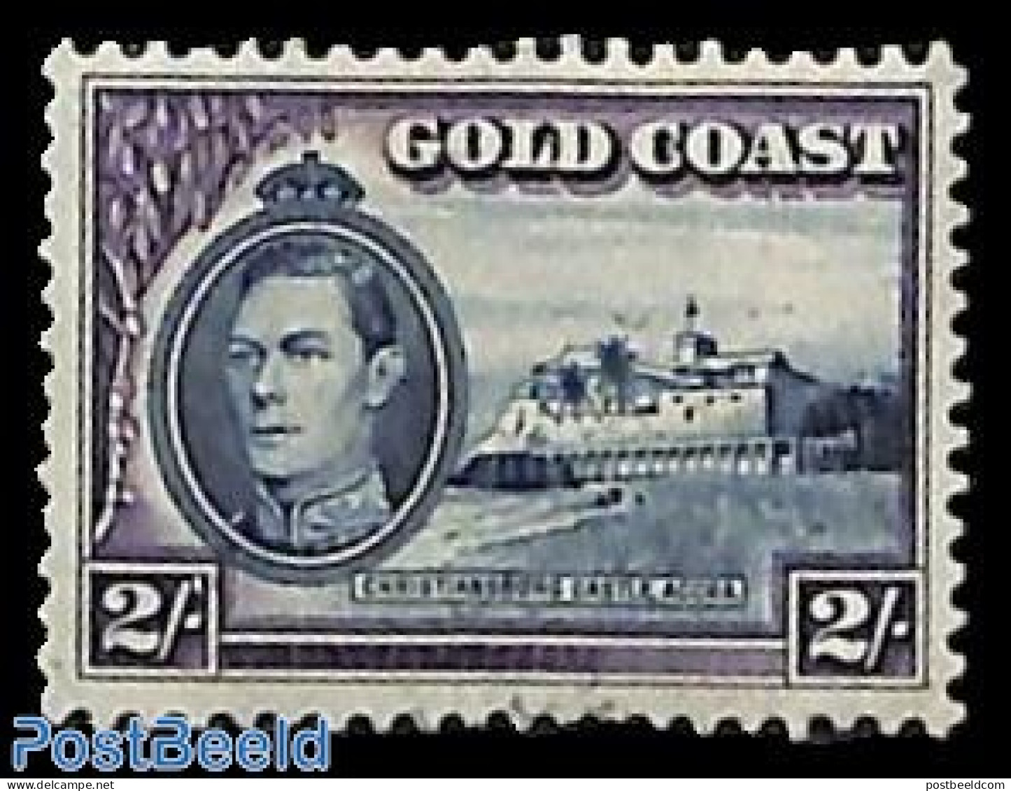 Gold Coast 1938 2s, Stamp Out Of Set, Perf. 11.5:12, Unused (hinged), Art - Castles & Fortifications - Castles