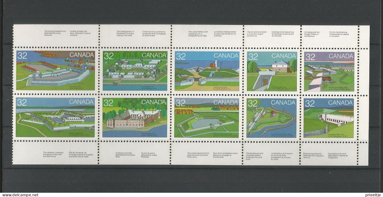 Canada 1983 Fortresses Strip  Y.T. 838/847 ** - Unused Stamps
