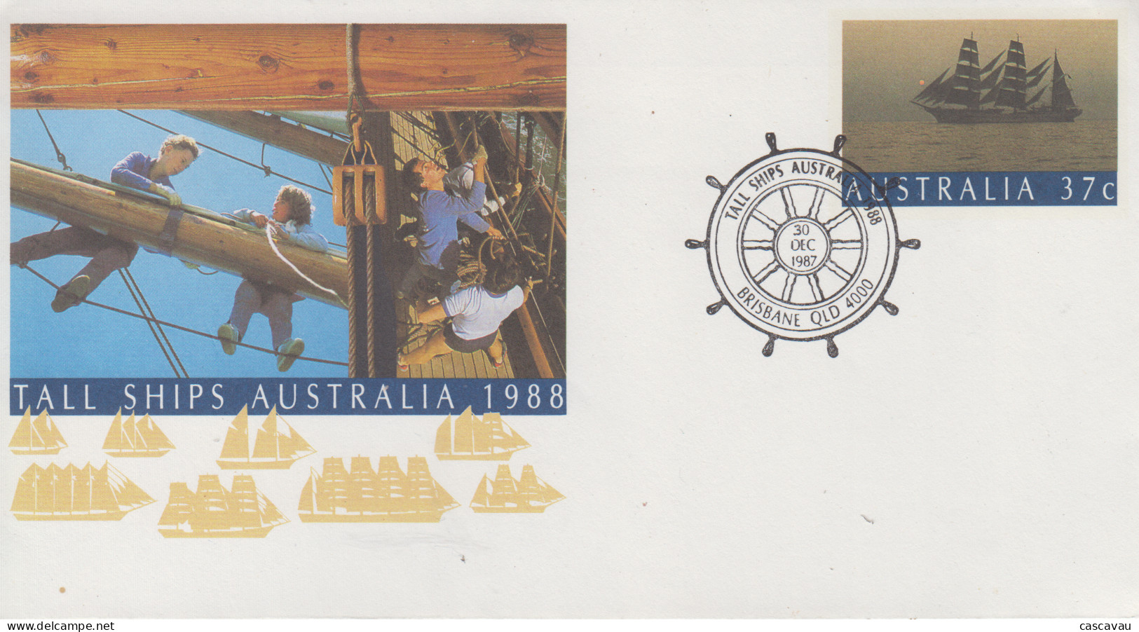 Enveloppe   Entier   Postal   FDC   1er   Jour   AUSTRALIE    Grands  Voiliers   BRISBANE  1988 - Postal Stationery