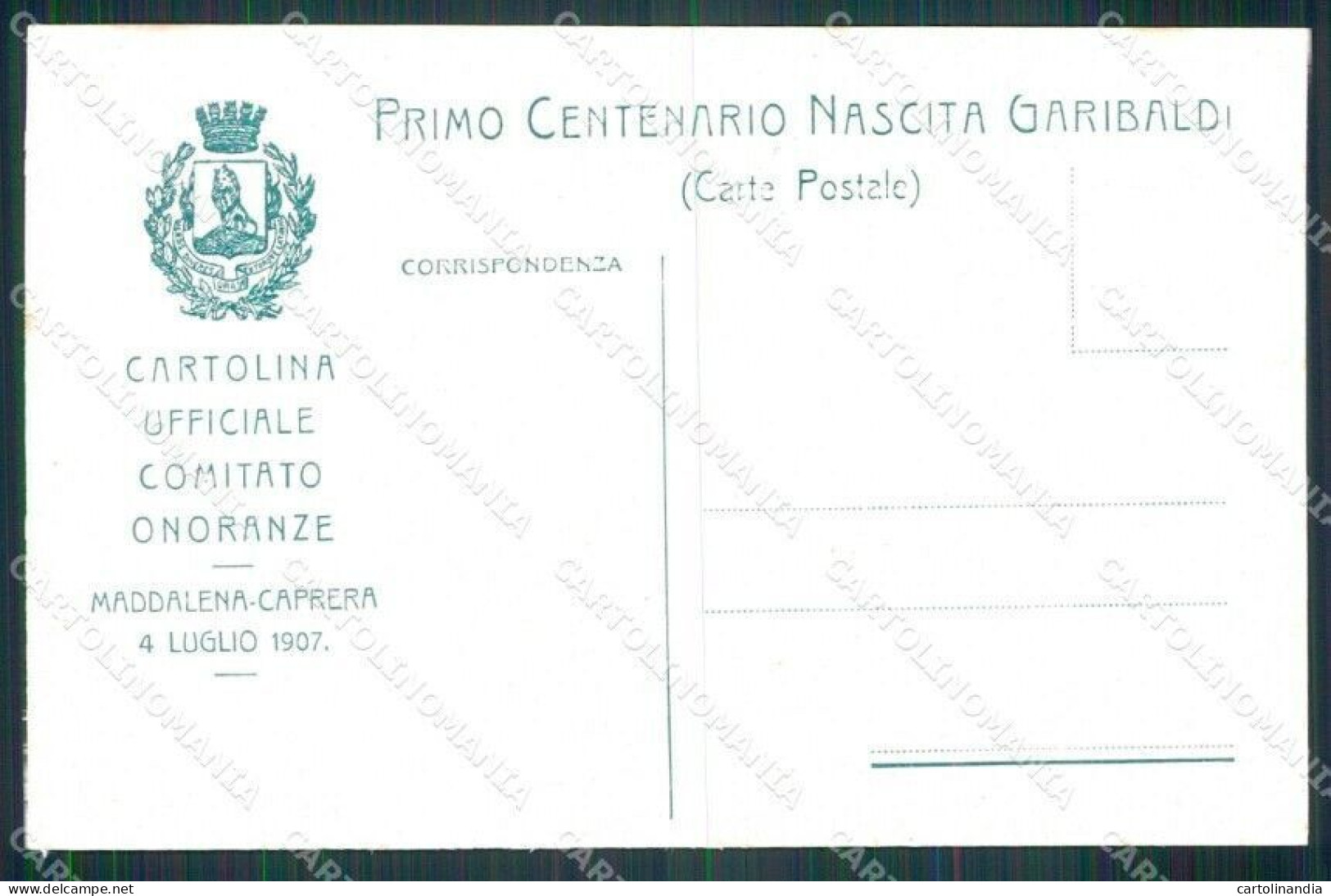 Maddalena Caprera Garibaldi Centenario Nascita Cartolina KF4623 - Sassari